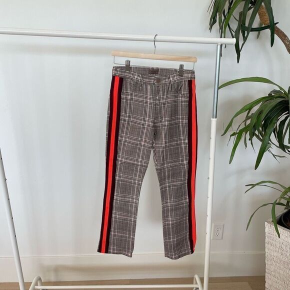 MOTHER The Insider Ankle Happy People Read and Drink Coffee Plaid